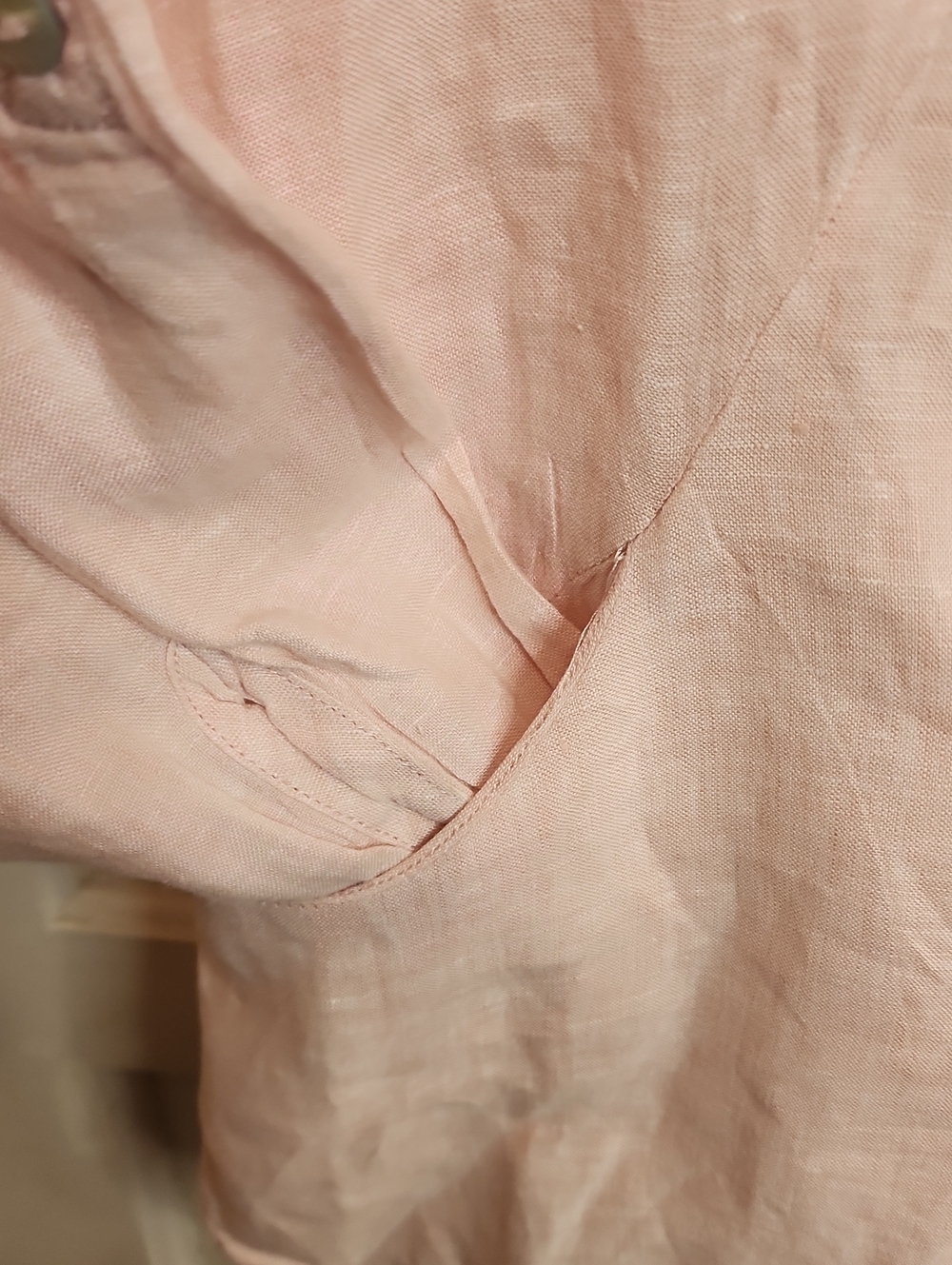 SIGRID OLSEN 100% Linen Light Pink/Peach Vneck Women's Button-FrontTop - Picture 4 of 15